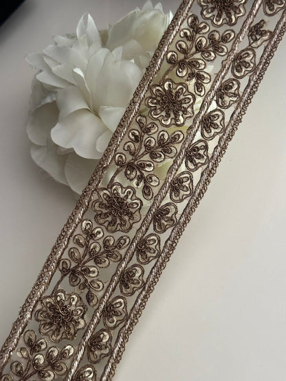 Antique Paisley Zari Embroidered beautiful Trim High Quality Sari Lehenga Border