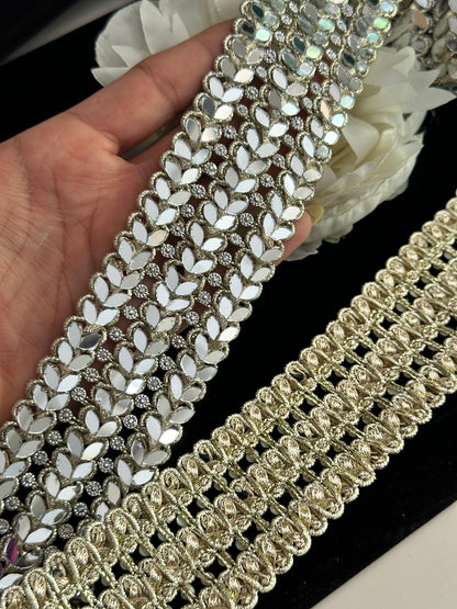 Sparkly Gold Mirror HandCrafted Bridal Belt Sash for Wedding Dress Festive