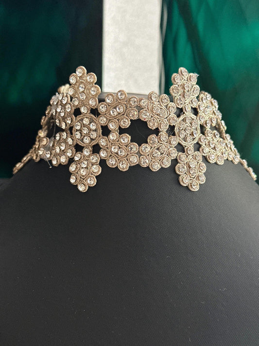 Dual Colour Handmade Border Zircon Edging Zari Embellished Indian Ribbon