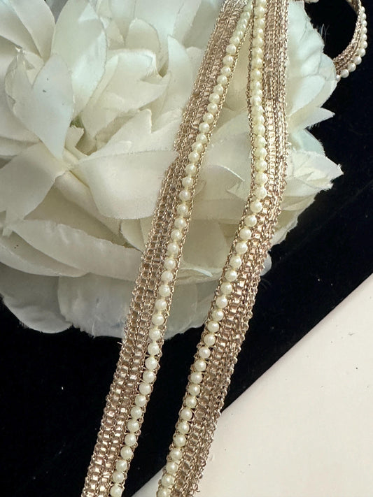 Pearl Seed Indian Lace Gold Edging Crafting Lace Thin 0.5cm Sari Dupatta Trim