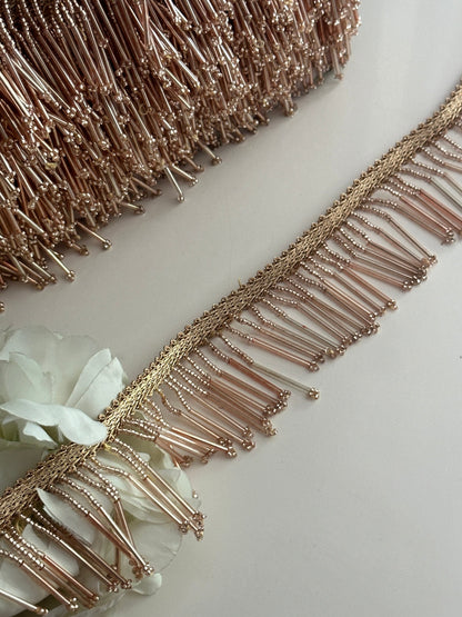 Rose Gold Glass Bead Tassel Trim Decorative Latkan Cinta Espejo Boho Tassel
