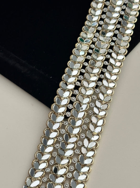 Sparkly Gold Mirror HandCrafted Bridal Belt Sash for Wedding Dress Festive