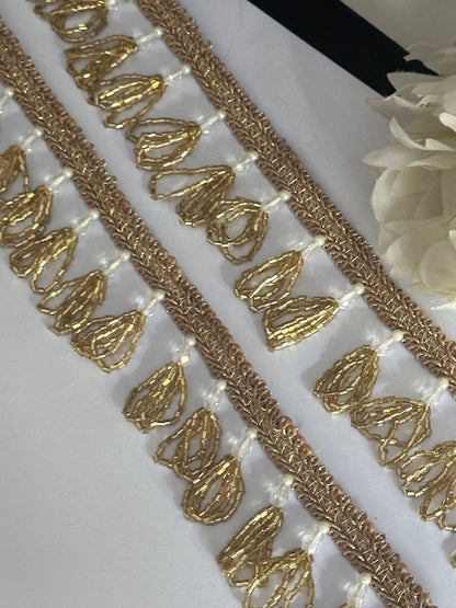 Pearl Cutdana Decorative Tassel Pendant Latkan Tassel Trim Boho Tassel Trim