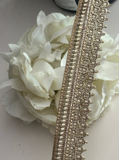 By Yard Metallic Gold Edging Lace for Festive Wear Bridal Gowns Upholstery Fabric Designing add-on Trim Décor