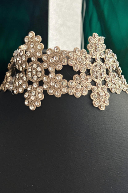Dual Colour Handmade Border Zircon Edging Zari Embellished Indian Ribbon