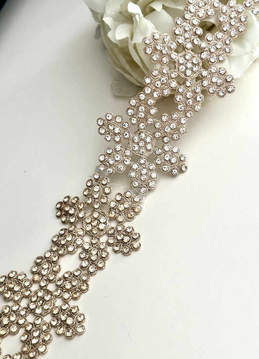 Dual Colour Handmade Border Zircon Edging Zari Embellished Indian Ribbon
