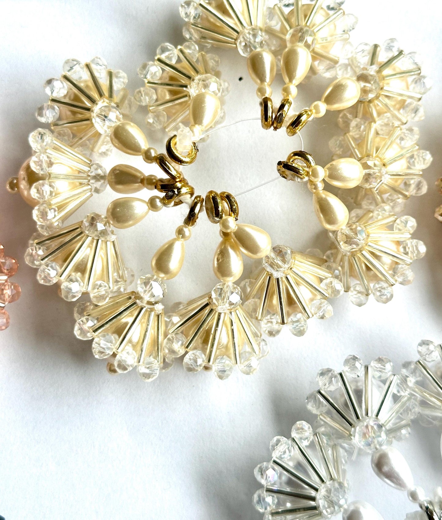 Pearl Crystal Tassel Glass Bead Decorative Tassel Bead Bridal Latkan Wedding Dress  5 colours 2 pair  4.5cm