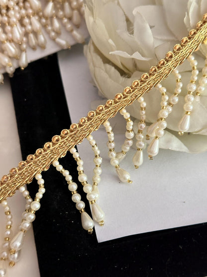 Pearl & Cutdanna Long Decorative Tassel Trim Boho Tassel Latkan Dupatta Tassel 7cm