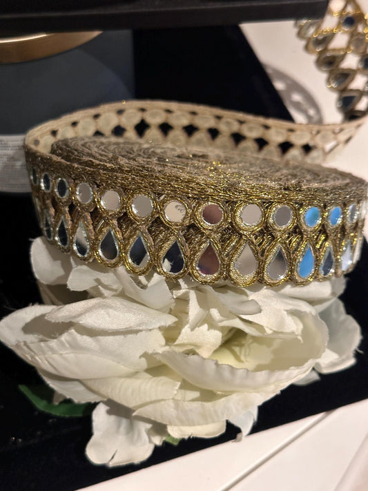 Wedding Dress Decorative TrimmingTear Drop Real Mirror Antique Gold Bridal Belt