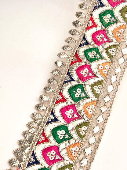 Gota Zari Sequence Taditional Indian Embroidery Trim 8cm for Sari Dupatta Borders