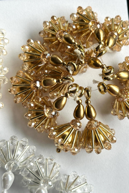 Pearl Crystal Tassel Glass Bead Decorative Tassel Bead Bridal Latkan Wedding Dress  5 colours 2 pair  4.5cm