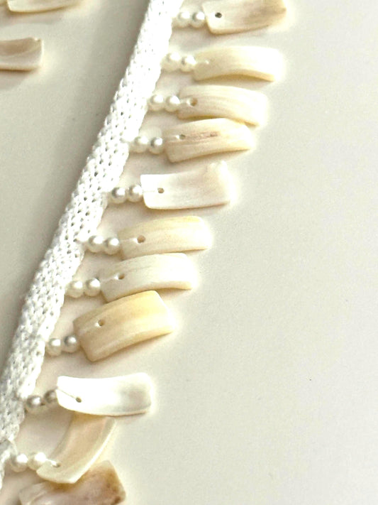 Stone Pearl Shell Decorative Tassel Lace Handmade Latkan Trim Beaded Tassel Border