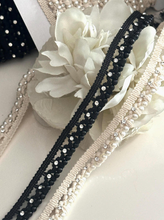 By Yard Faux Pearl Bead Tassel Fringe Lace Edge Trim Ribbon Edging Trimming Fabric Embroidered Applique