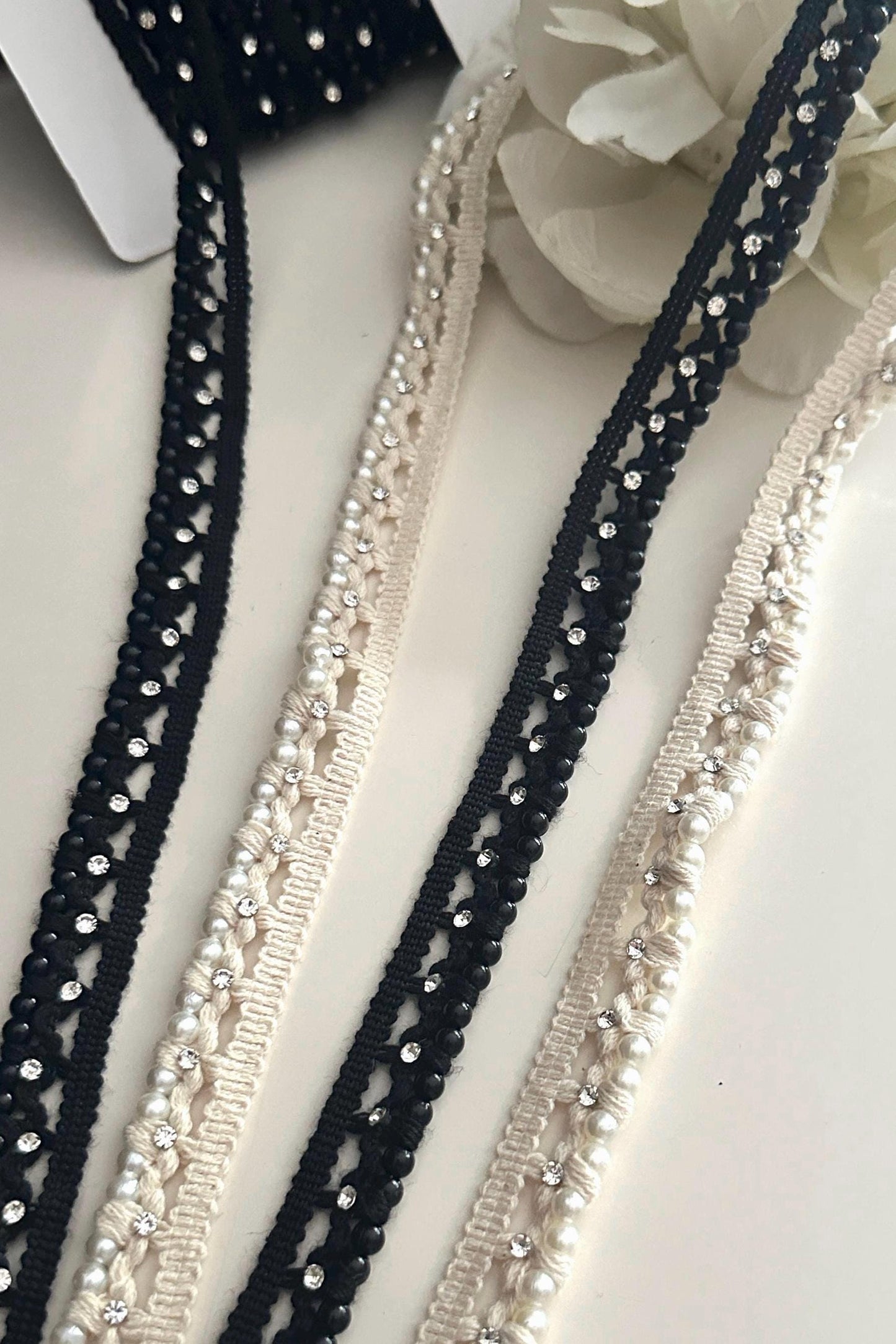 By Yard Faux Pearl Bead Tassel Fringe Lace Edge Trim Ribbon Edging Trimming Fabric Embroidered Applique