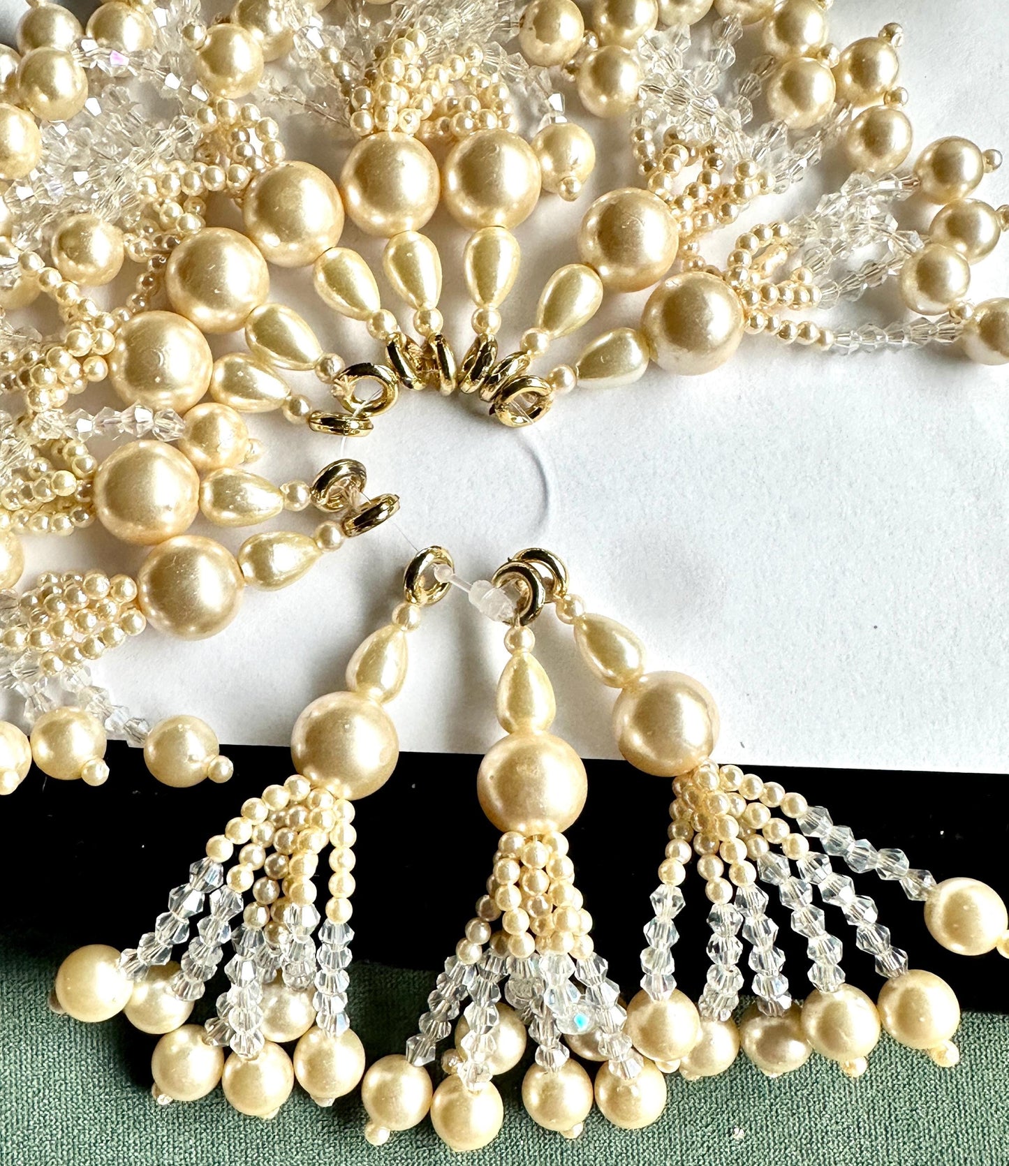 Pearl Gold Crystal Tassel Multi String Hanging Decorative Tassel Pearl Latkan Bridal Lehenga