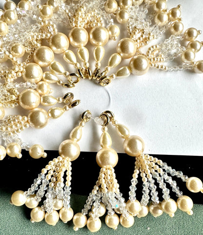 Pearl Gold Crystal Tassel Multi String Hanging Decorative Tassel Pearl Latkan Bridal Lehenga