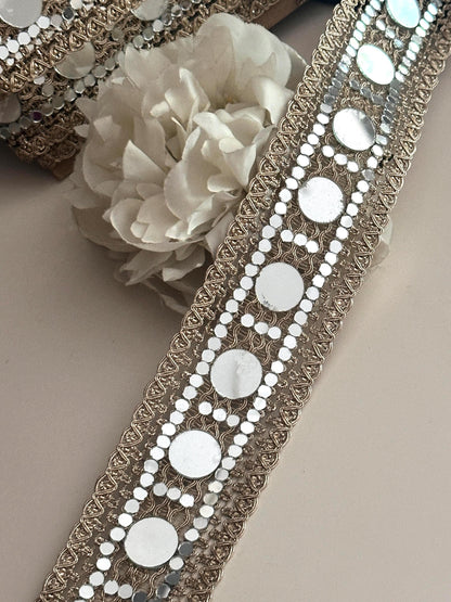 Gold Mirror Sparkly Belt Festive Outfit Accessory Waist Mirror Band Zari Trim