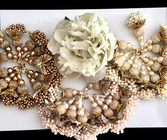 Gota Handwork Pearl crystal Decorative Tassel Multi String Latkan Bridal Lehenga