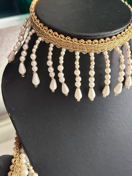 Pearl & Cutdanna Long Decorative Tassel Trim Boho Tassel Latkan Dupatta Tassel 7cm