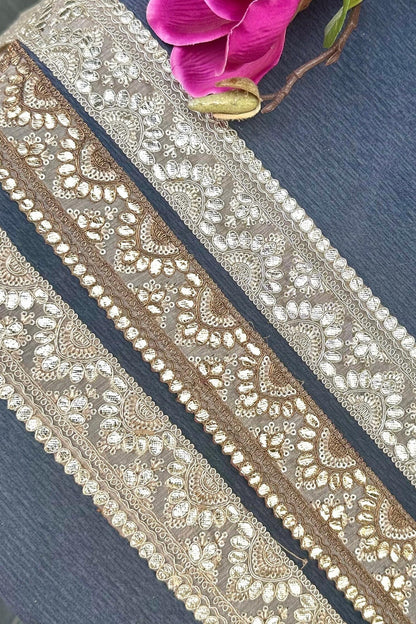 Gota Patti Embroidered Indian Border 5cm Bridal Belt Wedding Dress Decorative Indian Lace