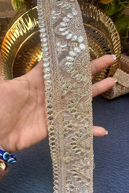 Gota Patti Embroidered Indian Border 5cm Bridal Belt Wedding Dress Decorative Indian Lace