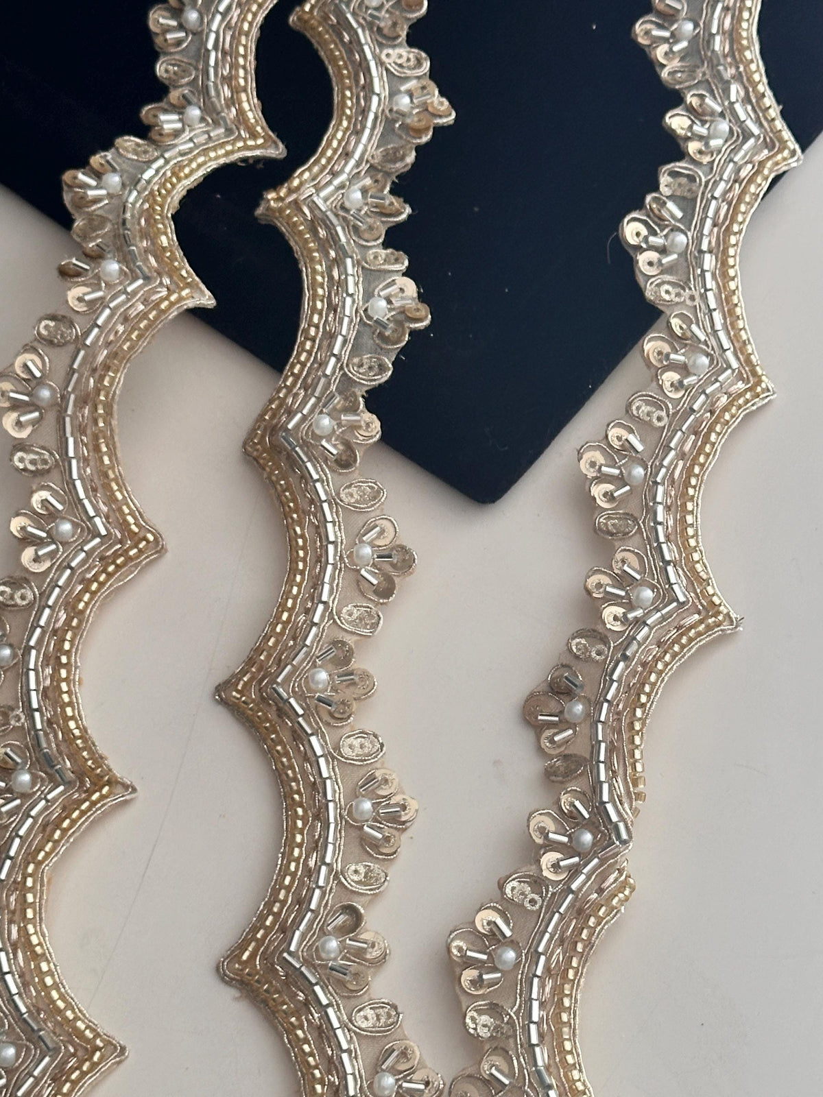 Water Gold Pearl Glass Bead Sequence 2.5cm