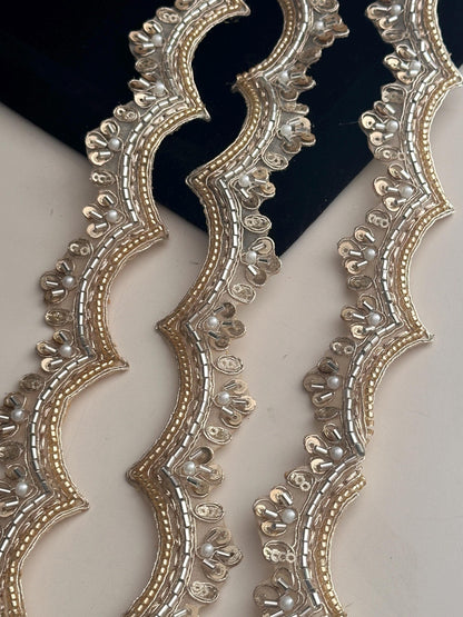 Water Gold Pearl Glass Bead Sequence 2.5cm