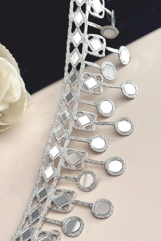 Mirror Trim 7cm Silver Hand Crafted Mirror Band Suspended Mirror Belt Embroidery