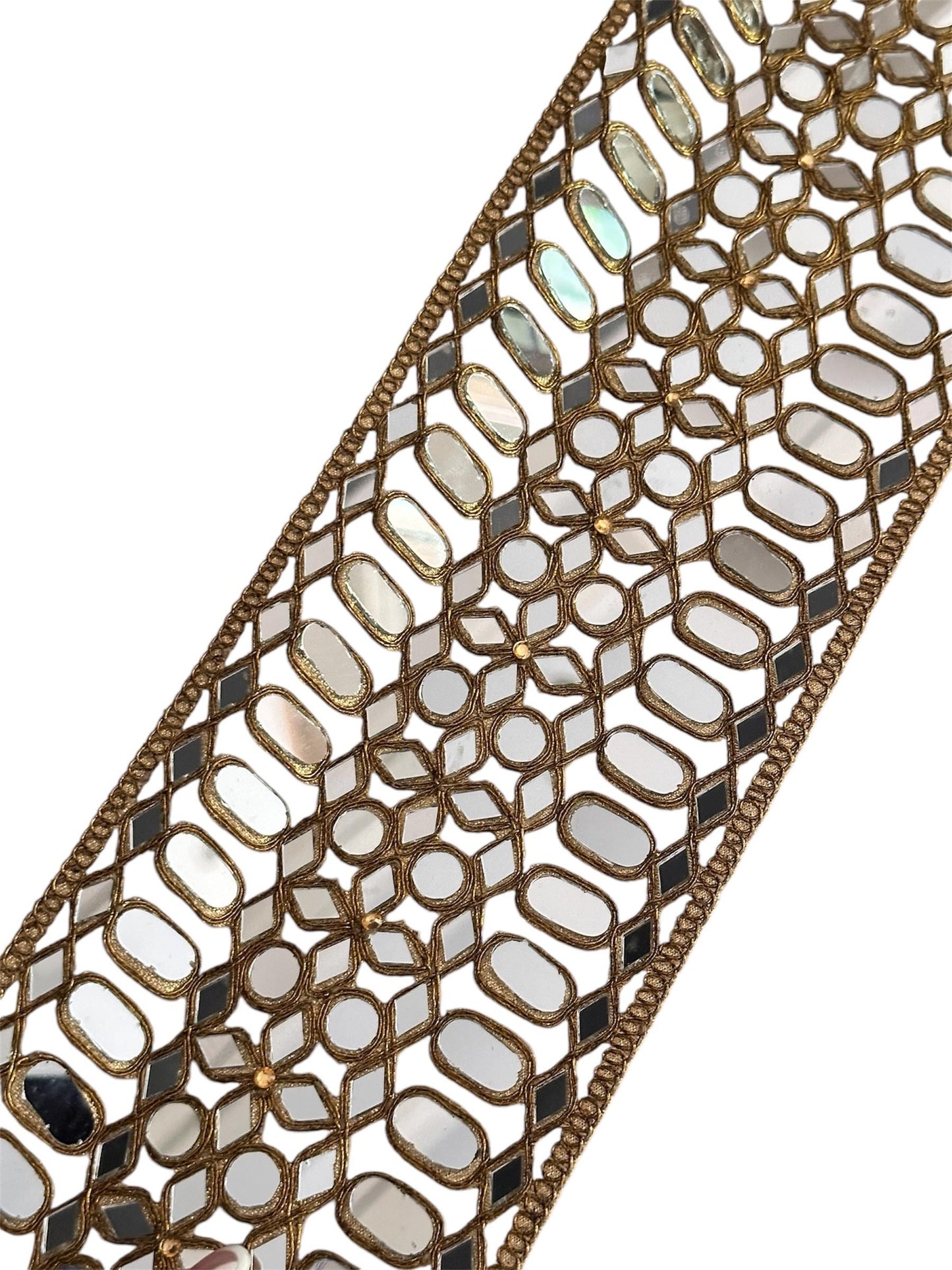 Broad Antique Gold Mirrorwork Lace Border