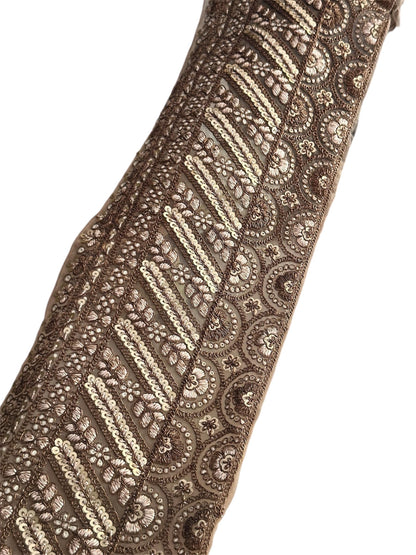 Veil Wedding Lace Light Gold Sequin Broad Lace Bridal Veil Trim Zari Thread work Lace Trim