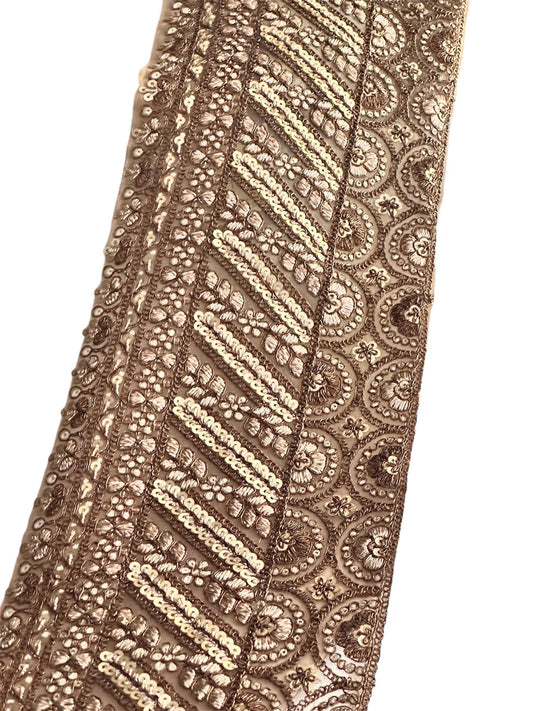 Veil Wedding Lace Light Gold Sequin Broad Lace Bridal Veil Trim Zari Thread work Lace Trim