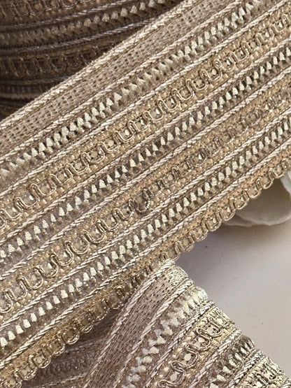 Metallic Gold fabric Indian lace Trim 7cm Decor & Crafting Ribbon for festive wear bridal gowns
