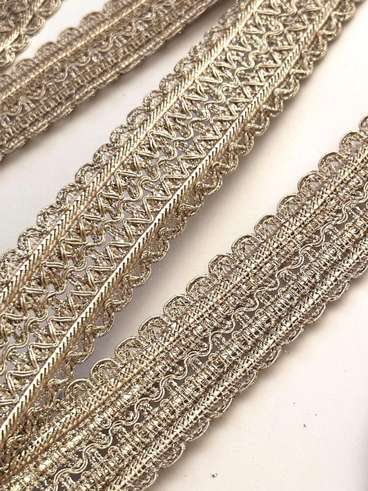 Light Gold Silk Saree Lace 3cm  Indian Decorative Crafting Ribbon for Festive Outfit Craft Supply