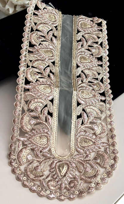 Neckline Patch Sequin Embroidered Indian Applique Patch For Traditional Indian Wear