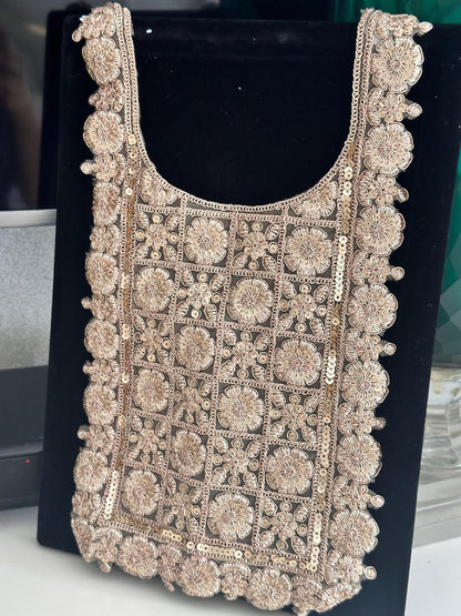 Neckline Patch Applique Indian Zari Thread work Patch Minimalist Applique Patch