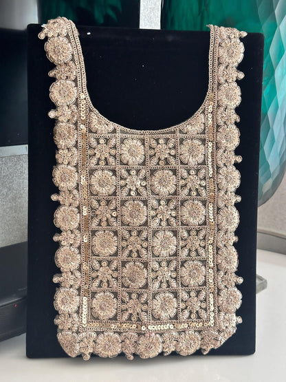 Neckline Patch Applique Indian Zari Thread work Patch Minimalist Applique Patch