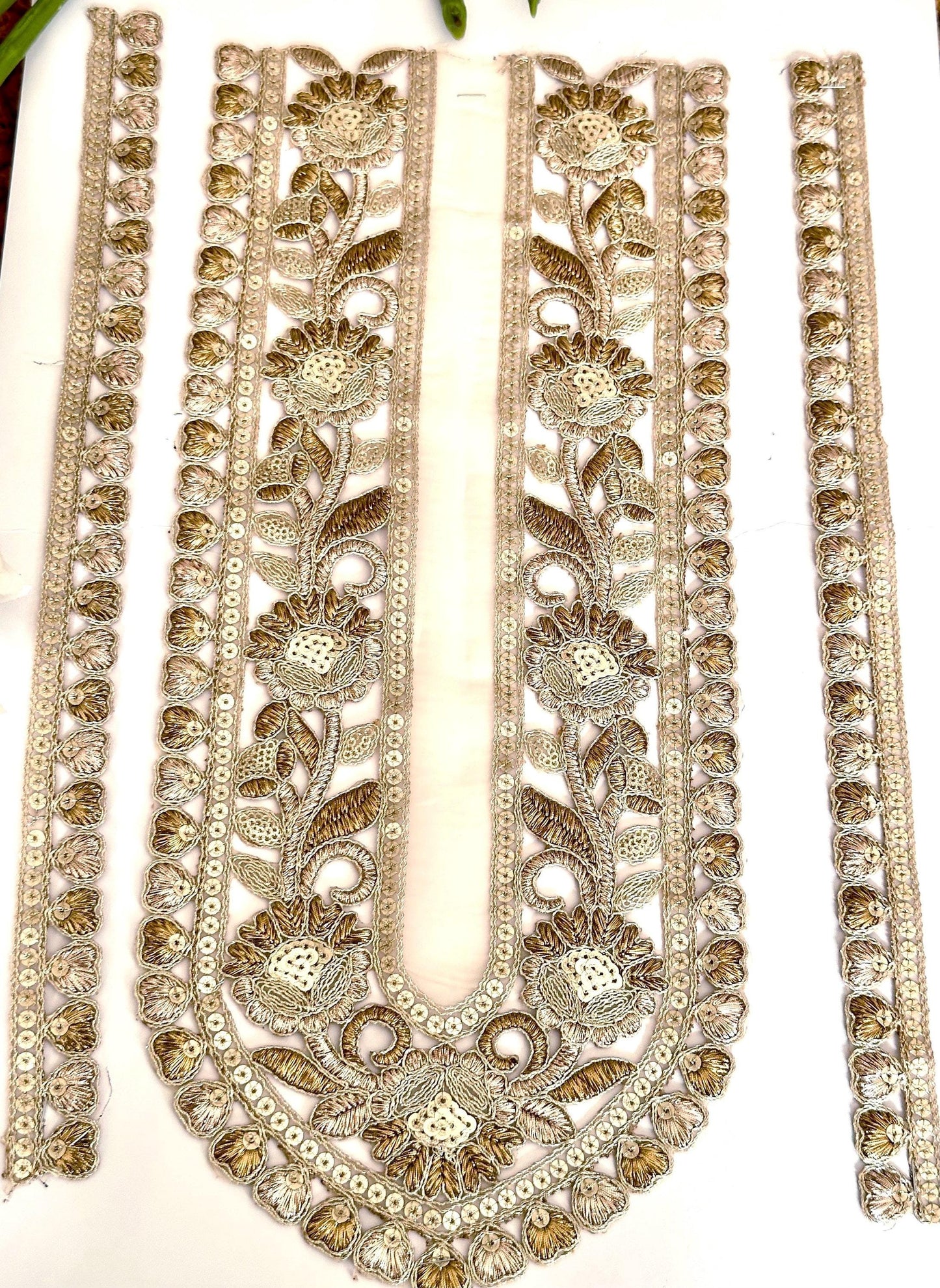 Gold Handmade Neckline Applique Patch