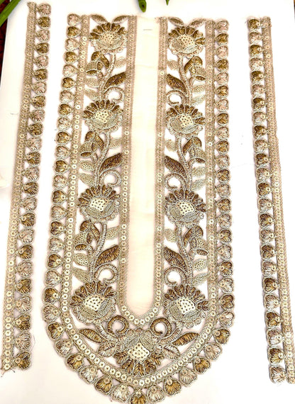 Gold Handmade Neckline Applique Patch