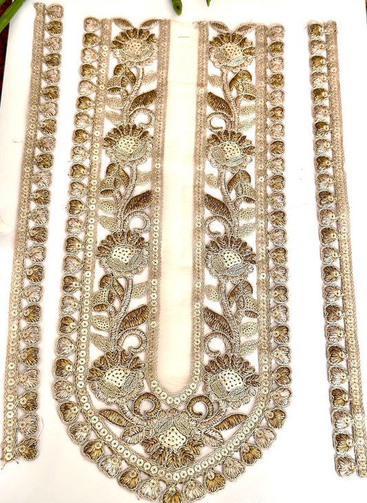 Gold Handmade Neckline Applique Patch