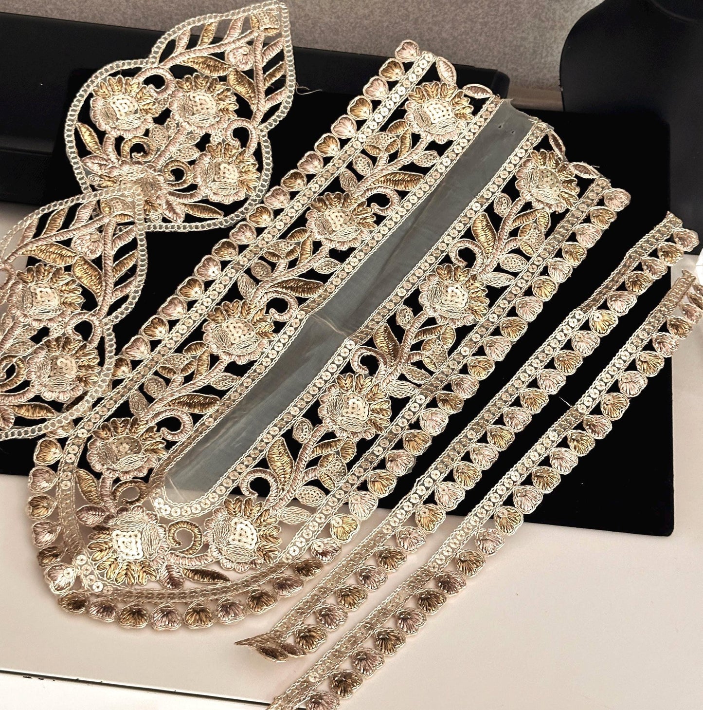 Gold Handmade Neckline Applique Patch