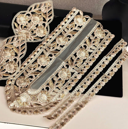 Gold Handmade Neckline Applique Patch