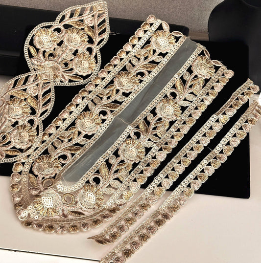 Gold Handmade Neckline Applique Patch