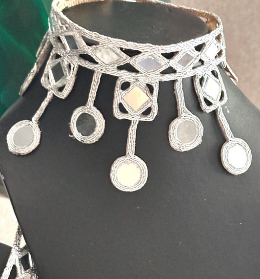 Mirror Trim 7cm Silver Hand Crafted Mirror Band Suspended Mirror Belt Embroidery