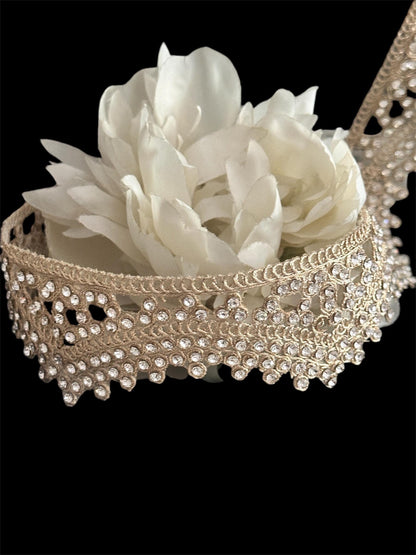 RhineStone Bridal Headpiece & Wedding Veil Trim Fabric Rhinestone Waist Band