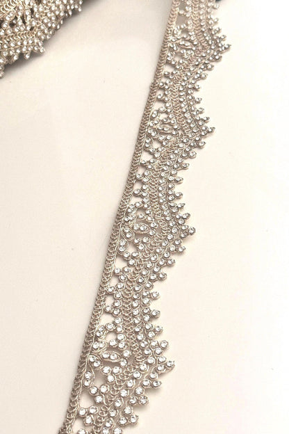 RhineStone Bridal Headpiece & Wedding Veil Trim Fabric Rhinestone Waist Band