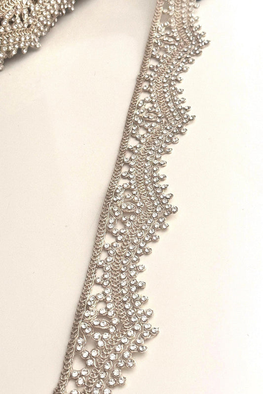 RhineStone Bridal Headpiece & Wedding Veil Trim Fabric Rhinestone Waist Band