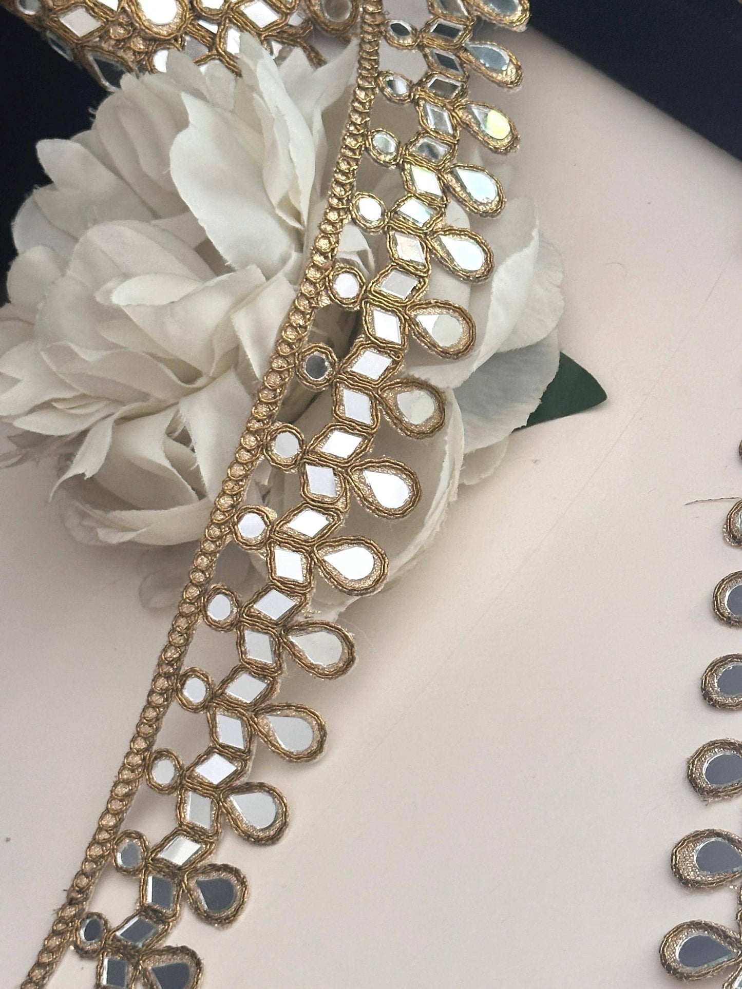 Mirror Fabric Choker lace trim handcrafted custom jewelry for brides