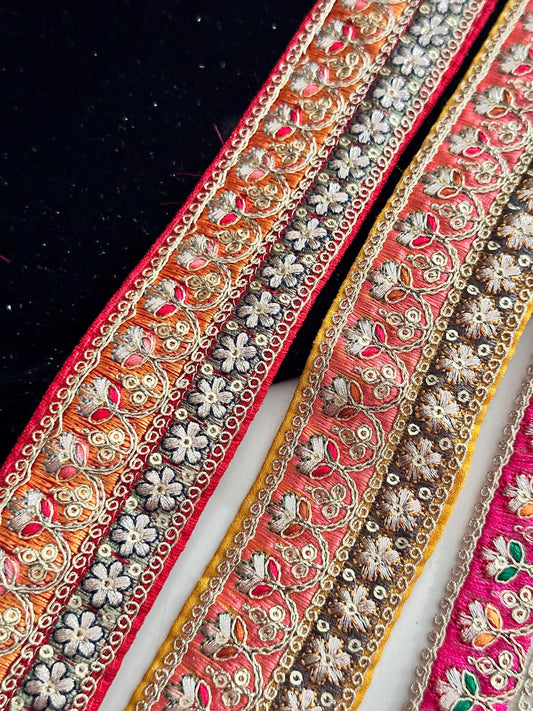 Bridal Traditional Indian Lace For Saree Lehnga Festive Night Zari Jewel Tone Border Trim