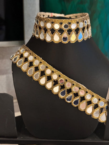 Wedding Dress Decorative TrimmingTear Drop Real Mirror Antique Gold Bridal Belt