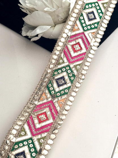 Gota Zari Handcrafted Colourful Indian Embroidery Trim Traditional Gota Work 6.5cm